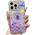 thumbnail image 1 of for iPhone Case,[Compatible with MagSafe] Clear Blu-ray Gradient Rhombus Bumper Camera Lens Protection Soft Shockproof Phone Case (Purple,iPhone 14), 1 of 6