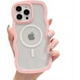 thumbnail image 1 of for iPhone Case,[Compatible with MagSafe] Cute Curly Wave Frame Shape Clear Soft Silicone Shockproof Cover Phone Case (Pink,iPhone 15), 1 of 6