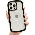 thumbnail image 1 of for iPhone Case,[Compatible with MagSafe] Cute Curly Wave Frame Shape Clear Soft Silicone Shockproof Cover Phone Case (White,iPhone 15), 1 of 6