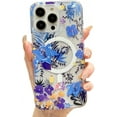 thumbnail image 1 of for iPhone Case,[Compatible with MagSafe] Cute Flower Branch Pattern Design Soft Silicone Clear Soft Shockproof Cover Phone Case (Blue,iPhone 12 Pro), 1 of 6