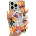 thumbnail image 1 of for iPhone Case,[Compatible with MagSafe] Cute Flower Branch Pattern Design Soft Silicone Clear Soft Shockproof Cover Phone Case (Orange,iPhone 14), 1 of 6