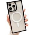 thumbnail image 1 of for iPhone Case,[Compatible with MagSafe] Cute  Silicone Frame Camera Lens Protection Clear Soft Shockproof Phone Case (Black,iPhone 13 Pro Max), 1 of 6