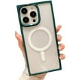 thumbnail image 1 of for iPhone Case,[Compatible with MagSafe] Cute  Silicone Frame Camera Lens Protection Clear Soft Shockproof Phone Case (Green,iPhone 13), 1 of 6
