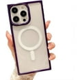 thumbnail image 1 of for iPhone Case,[Compatible with MagSafe] Cute  Silicone Frame Camera Lens Protection Clear Soft Shockproof Phone Case (Purple,iPhone 12), 1 of 6