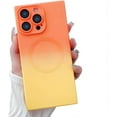thumbnail image 1 of for iPhone Case,[Compatible with MagSafe] Cute  Silicone Frame Camera Lens Protection Gradient Soft Shockproof Phone Case (Orange,iPhone 15 Pro), 1 of 6