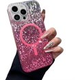 thumbnail image 1 of for iPhone Case,[Compatible with MagSafe] Luxury Crystal Glitter Bling Sparkly Rhombus ElectroPlated Shockproof Phone Case (Pink,iPhone 14 Plus), 1 of 6