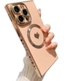 thumbnail image 1 of for iPhone Case,[Compatible with MagSafe] Luxury ElectroPlated  Silicone Frame Camera Lens Protection Soft Shockproof Phone Case (Pink,iPhone 11), 1 of 5