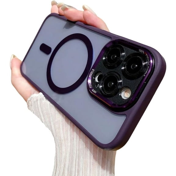 for iPhone Case,[Compatible with MagSafe] crystal Metal Button Camera Lens Protection Clear Silicone Shockproof Cover Phone Case (iPhone 13,Black)