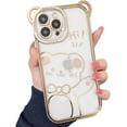 thumbnail image 1 of for iPhone Case,Cute 3D ElectroPlated Frame Bear Pattern Bumper Camera Lens Protection Clear Soft Shockproof Phone Case (Gold,iPhone 15), 1 of 5
