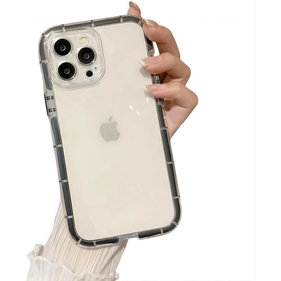 for iPhone Case,Cute Bubble Anti-drop Frame Clear Camera Lens Protection Soft Shockproof Phone Case (Black,iPhone 14 Pro Max)