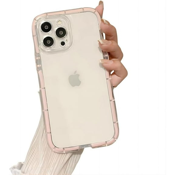 for iPhone Case,Cute Bubble Anti-drop Frame Clear Camera Lens Protection Soft Shockproof Phone Case (Pink,iPhone 15 Pro)
