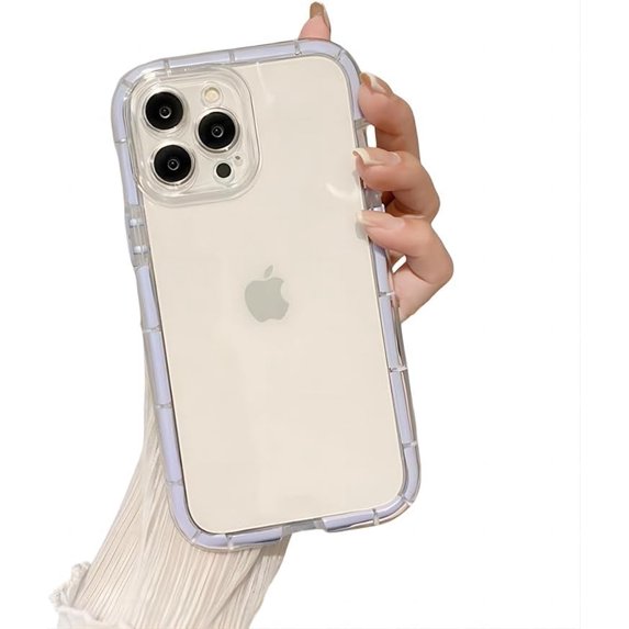for iPhone Case,Cute Bubble Anti-drop Frame Clear Camera Lens Protection Soft Shockproof Phone Case (Purple,iPhone 15)