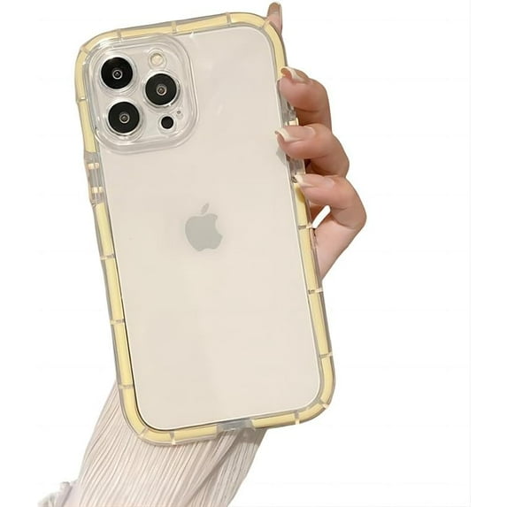 for iPhone Case,Cute Bubble Anti-drop Frame Clear Camera Lens Protection Soft Shockproof Phone Case (Yellow,iPhone 11 Pro Max)