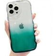 thumbnail image 1 of for iPhone Case,Cute Bubble Wave Shape Frame Gradient Clear Camera Lens Protection Shockproof Cover Phone Case (Green,iPhone 14), 1 of 5