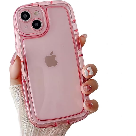for iPhone Case,Cute Clear Wave Shape Bubble Shell Camera Lens Protection Soft Shockproof Phone Case (Pink,iPhone 14 Pro Max)