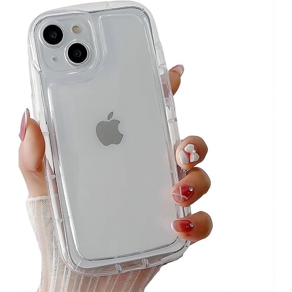 for iPhone Case,Cute Clear Wave Shape Bubble Shell Camera Lens Protection Soft Shockproof Phone Case (White,iPhone 12)