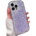 thumbnail image 1 of for iPhone Case,Cute Crystal Sparkle Sparkly Silicone Clear Soft Shockproof Phone Case (Purple,iPhone 13 Pro Max), 1 of 6