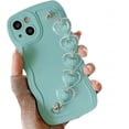 thumbnail image 1 of for iPhone Case,Cute Curly Wave Frame with with Heart Beaded Lanyard Camera Lens Protection Soft Shockproof Phone Case (Blue,iPhone 14 Pro), 1 of 6