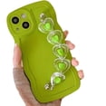 thumbnail image 1 of for iPhone Case,Cute Curly Wave Frame with with Heart Beaded Lanyard Camera Lens Protection Soft Shockproof Phone Case (Green,iPhone 13 Pro), 1 of 6