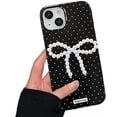 thumbnail image 1 of for iPhone Case,Cute Dot Pattern with 3D Pearl Bow Camera Lens Protection Soft Shockproof Phone Case (Black,iPhone 15 Pro Max), 1 of 5