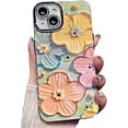 thumbnail image 1 of for iPhone Case,Cute Floral Pattern Glossy Blu-ray Silicone Camera Lens Protection Soft Shockproof Phone Case (Green,iPhone 12 Pro), 1 of 6
