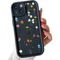 thumbnail image 1 of for iPhone Case,Cute Flower Branch Pattern Design Soft Silicone Soft Shockproof Cover Phone Case (Black,iPhone 12), 1 of 5