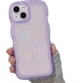 thumbnail image 1 of for iPhone Case,Cute Glitter Love Heart Pattern Curly Wave Frame Silicone Camera Lens Protection Soft Shockproof Phone Case (Purple,iPhone 14 Plus), 1 of 6