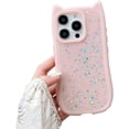 thumbnail image 1 of for iPhone Case,Cute Glitter Sparkle Sparkly Silicone Cat Ear Shape Camera Lens Protection Soft Shockproof Phone Case (Pink,iPhone 13 Pro), 1 of 6