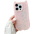 thumbnail image 1 of for iPhone Case,Cute Glitter Sparkle Sparkly Silicone Cat Ear Shape Camera Lens Protection Soft Shockproof Phone Case (Pink,iPhone 14), 1 of 6