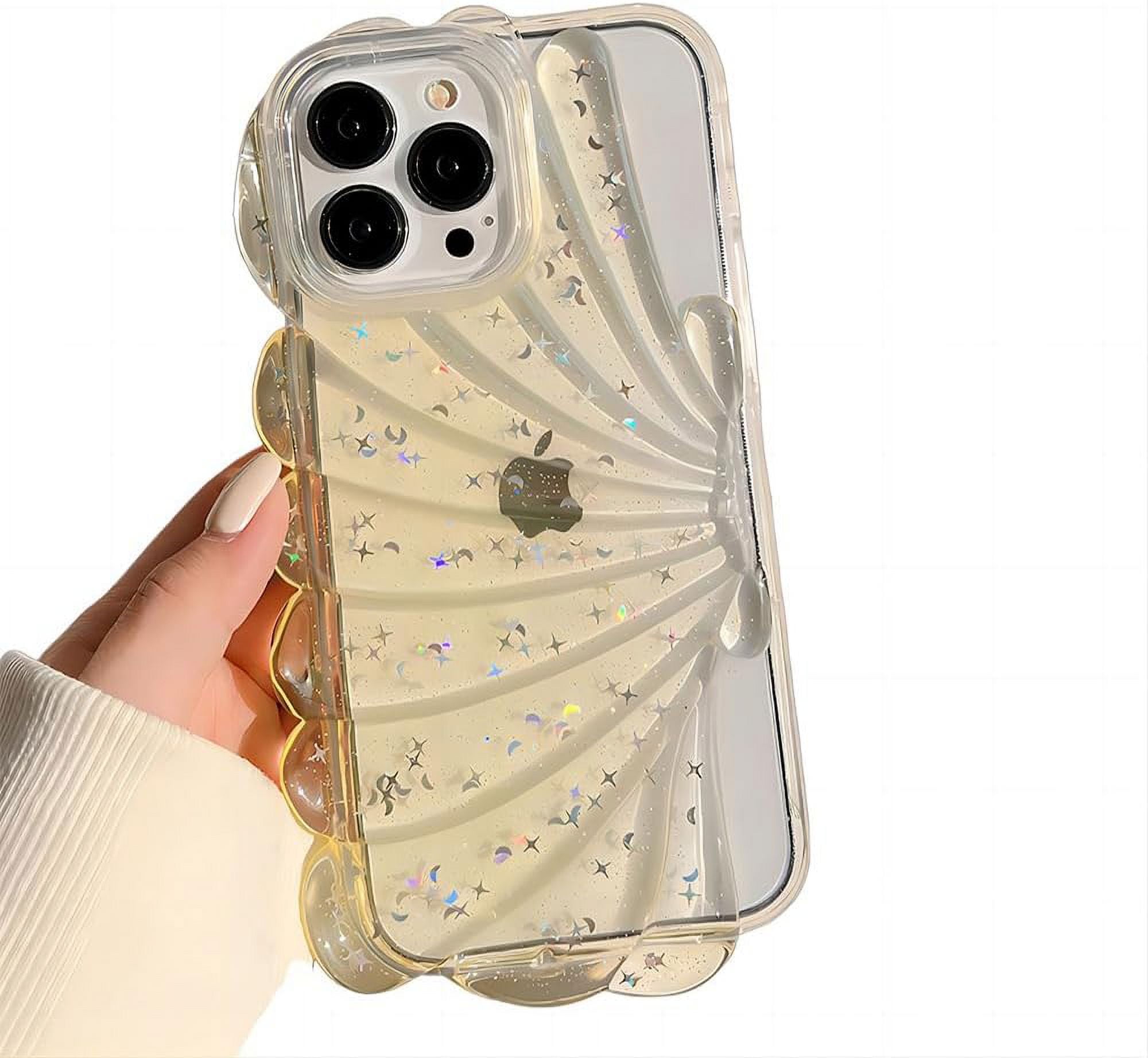 for iPhone Case,Cute Glitter Sparkle Sparkly Star Clear 3D Shell Frame