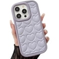 thumbnail image 1 of for iPhone Case,Cute Love Heart Embossed Pattern Heavy Duty Soft Silicone Soft Shockproof Cover Phone Case (Purple,iPhone 15 Plus), 1 of 6