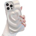 thumbnail image 1 of for iPhone Case,Cute Love Heart Shape Water Ripple Pattern Camera Lens Protection Soft Shockproof Phone Case (Silver,iPhone 12 Pro), 1 of 6