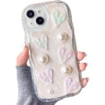 thumbnail image 1 of for iPhone Case,Cute Quick Sand Pattern 3D Love Heart Design Soft Silicone Soft Shockproof Cover Phone Case (White,iPhone 15 Pro Max), 1 of 5