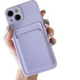 thumbnail image 1 of for iPhone Case,Cute Silicone with Credit Card Holder Camera Lens Protection Soft Shockproof Phone Case (Purple,iPhone 11), 1 of 6
