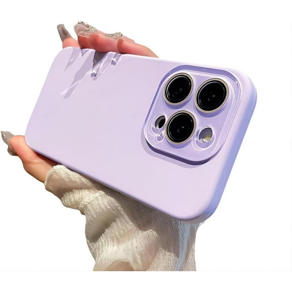 for iPhone Case,Cute [Silky Smooth Touch] Silicone with Crystal Camera Lens Protection Soft Shockproof Phone Case (Purple,iPhone 14 Pro)