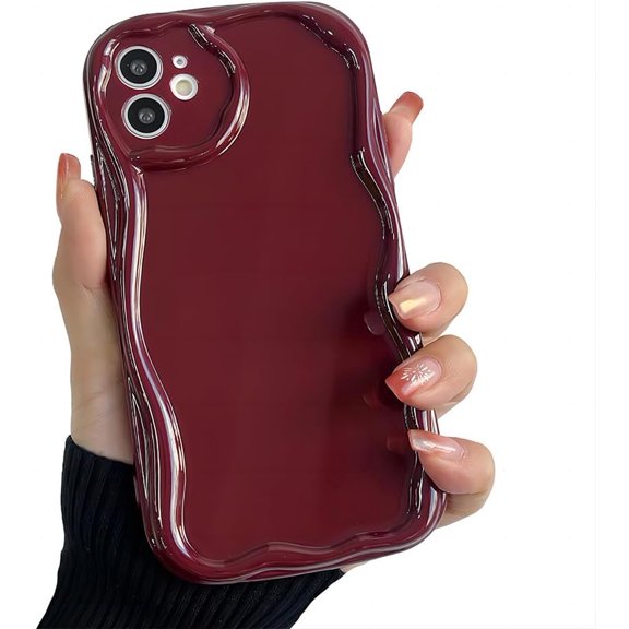 for iPhone Case,Cute Water Wave Bubble Frame Silicone Camera Lens Protection Soft Shockproof Phone Case (iPhone 11,Red)