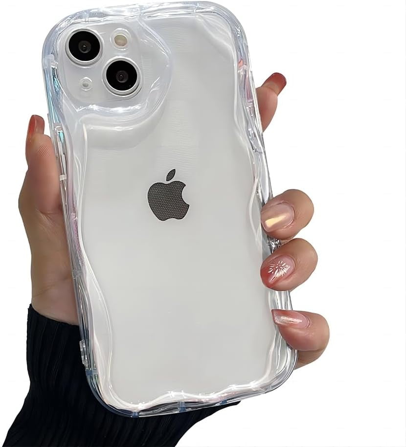 for iPhone Case,Cute Water Wave Bubble Frame Silicone Camera Lens