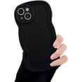 thumbnail image 1 of for iPhone Case,Cute Water Wave Ripple Shape Frame Camera Lens Protection Soft Shockproof Phone Case (Black,iPhone 15 Pro), 1 of 6