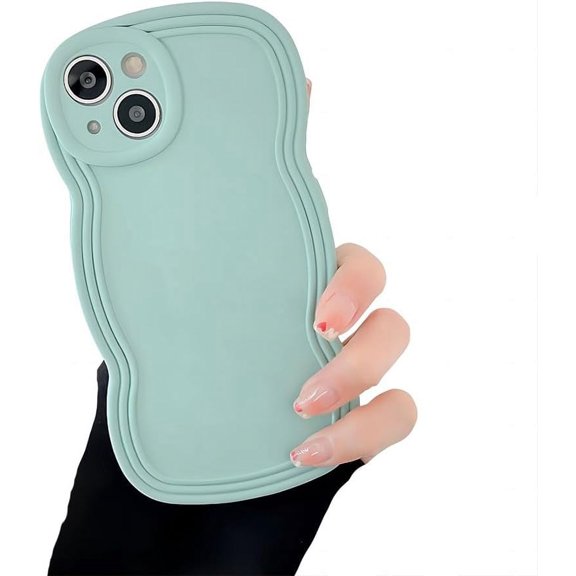 for iPhone Case,Cute Water Wave Ripple Shape Frame Camera Lens Protection Soft Shockproof Phone Case (Blue,iPhone 14 Pro)
