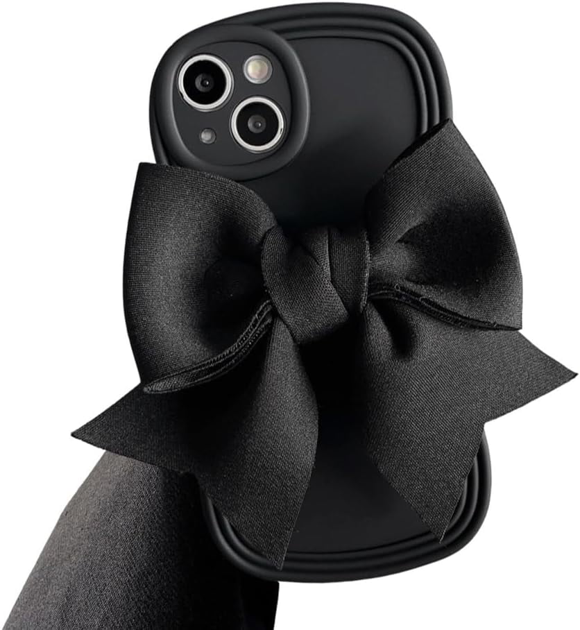 for iPhone Case,Cute Water Wave Shape Frame 3D Bow Camera Lens