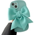 thumbnail image 1 of for iPhone Case,Cute Water Wave Shape Frame 3D Bow Camera Lens Protection Soft Shockproof Phone Case (Blue,iPhone 14 Pro Max), 1 of 6