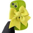 thumbnail image 1 of for iPhone Case,Cute Water Wave Shape Frame 3D Bow Camera Lens Protection Soft Shockproof Phone Case (Green,iPhone 15 Plus), 1 of 6