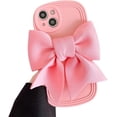 thumbnail image 1 of for iPhone Case,Cute Water Wave Shape Frame 3D Bow Camera Lens Protection Soft Shockproof Phone Case (Pink,iPhone 13 Pro Max), 1 of 6