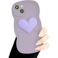 thumbnail image 1 of for iPhone Case,Cute Water Wave Shape Frame 3D Love Heart Camera Lens Protection Soft Shockproof Phone Case (Purple,iPhone 12 Pro), 1 of 6
