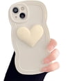 thumbnail image 1 of for iPhone Case,Cute Water Wave Shape Frame 3D Love Heart Camera Lens Protection Soft Shockproof Phone Case (White,iPhone 11), 1 of 6