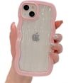 thumbnail image 1 of for iPhone Case,Cute Water Wave Shape Frame Clear Camera Lens Protection Soft Shockproof Phone Case (Pink,iPhone 12), 1 of 6