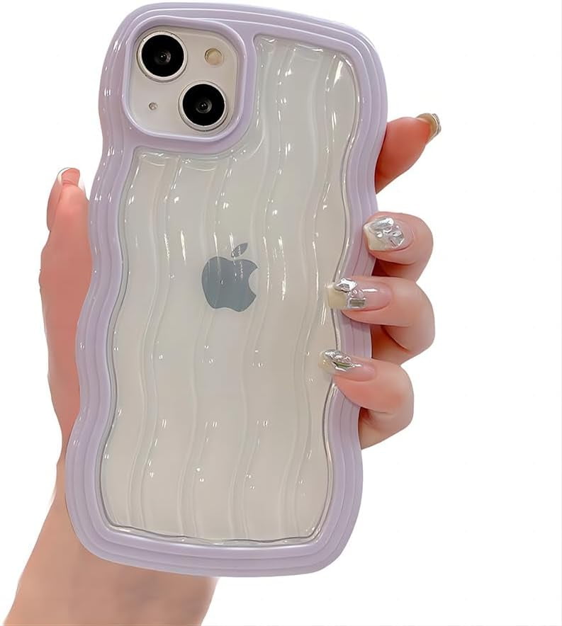 for iPhone Case,Cute Water Wave Shape Frame Clear Camera Lens