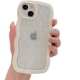 thumbnail image 1 of for iPhone Case,Cute Water Wave Shape Frame Clear Camera Lens Protection Soft Shockproof Phone Case (White,iPhone 15 Pro), 1 of 6