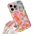 thumbnail image 1 of for iPhone Case,Cute Water Wave Shape Frame Oil Paint Flower Camera Lens Protection Soft Shockproof Phone Case (Pink,iPhone 11 Pro Max), 1 of 5