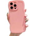 thumbnail image 1 of for iPhone Case,Cute Water Wave Shape Frame Silicone Camera Lens Protection Soft Shockproof Phone Case (Pink,iPhone 14), 1 of 6